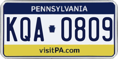 PA license plate KQA0809
