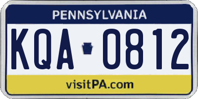 PA license plate KQA0812
