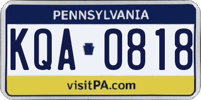 PA license plate KQA0818