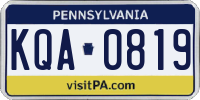 PA license plate KQA0819