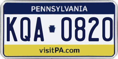 PA license plate KQA0820