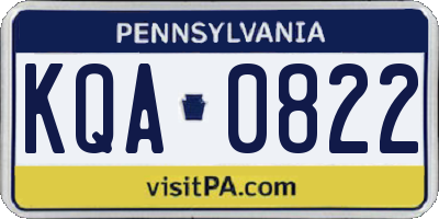 PA license plate KQA0822