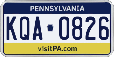 PA license plate KQA0826