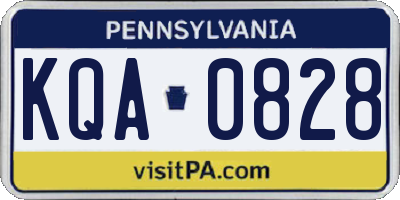 PA license plate KQA0828
