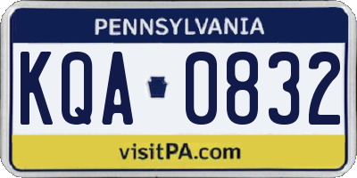 PA license plate KQA0832