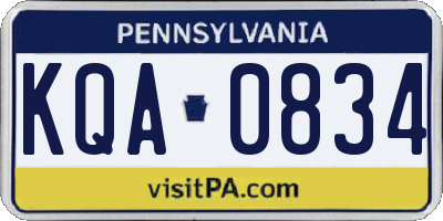 PA license plate KQA0834