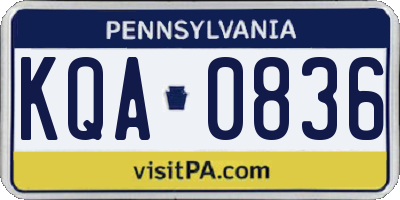 PA license plate KQA0836