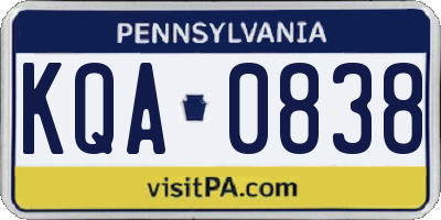 PA license plate KQA0838