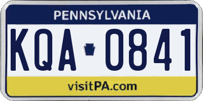 PA license plate KQA0841