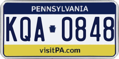 PA license plate KQA0848