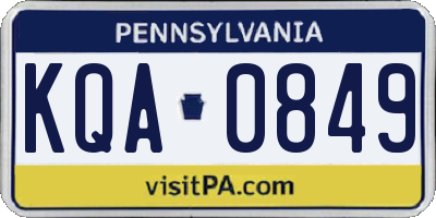 PA license plate KQA0849