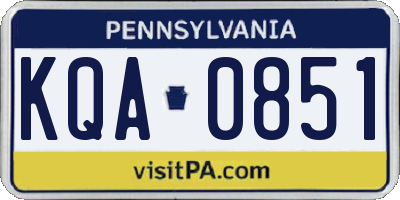 PA license plate KQA0851