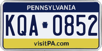 PA license plate KQA0852