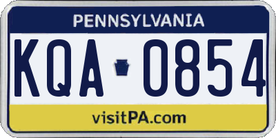 PA license plate KQA0854