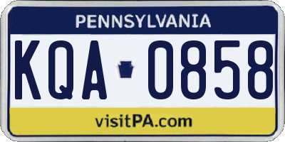 PA license plate KQA0858