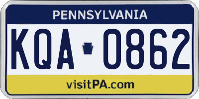 PA license plate KQA0862
