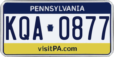 PA license plate KQA0877