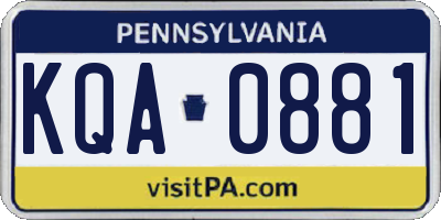 PA license plate KQA0881