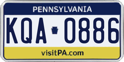PA license plate KQA0886