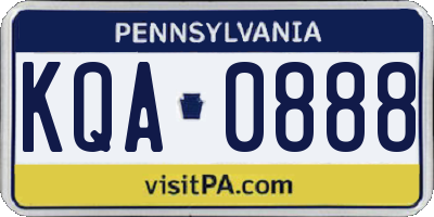 PA license plate KQA0888