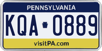 PA license plate KQA0889