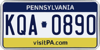 PA license plate KQA0890