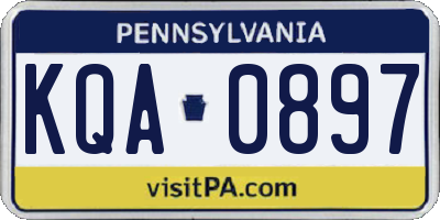 PA license plate KQA0897