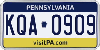 PA license plate KQA0909