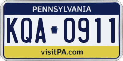 PA license plate KQA0911