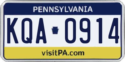 PA license plate KQA0914