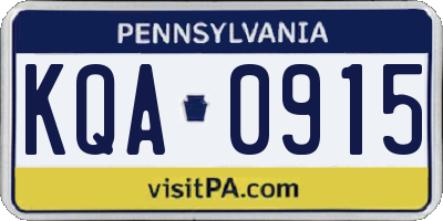 PA license plate KQA0915