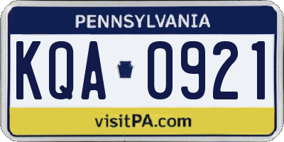 PA license plate KQA0921