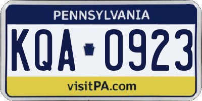 PA license plate KQA0923