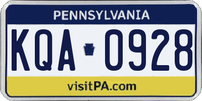 PA license plate KQA0928