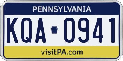 PA license plate KQA0941