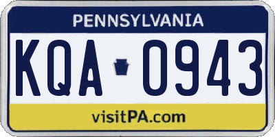 PA license plate KQA0943