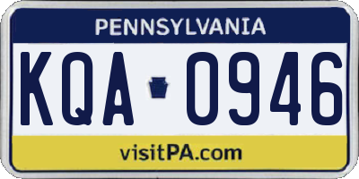 PA license plate KQA0946