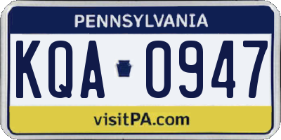 PA license plate KQA0947
