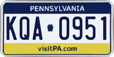 PA license plate KQA0951