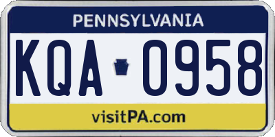 PA license plate KQA0958