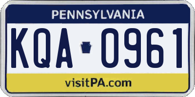 PA license plate KQA0961
