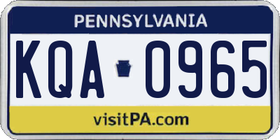 PA license plate KQA0965