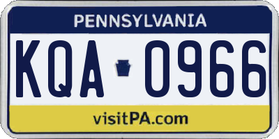 PA license plate KQA0966