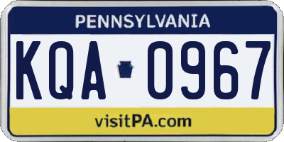 PA license plate KQA0967