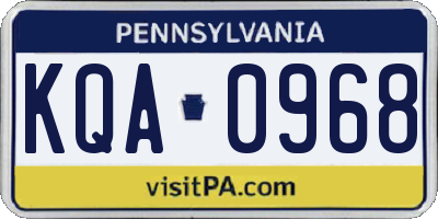PA license plate KQA0968