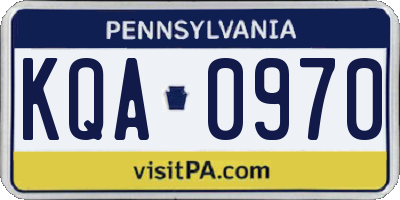 PA license plate KQA0970