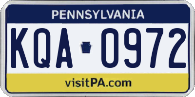 PA license plate KQA0972