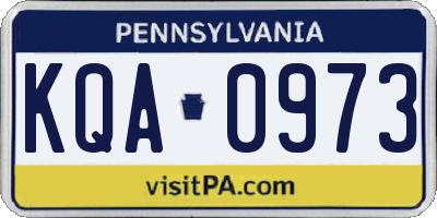 PA license plate KQA0973