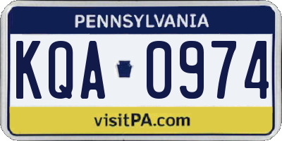 PA license plate KQA0974