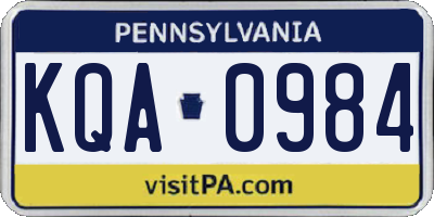 PA license plate KQA0984